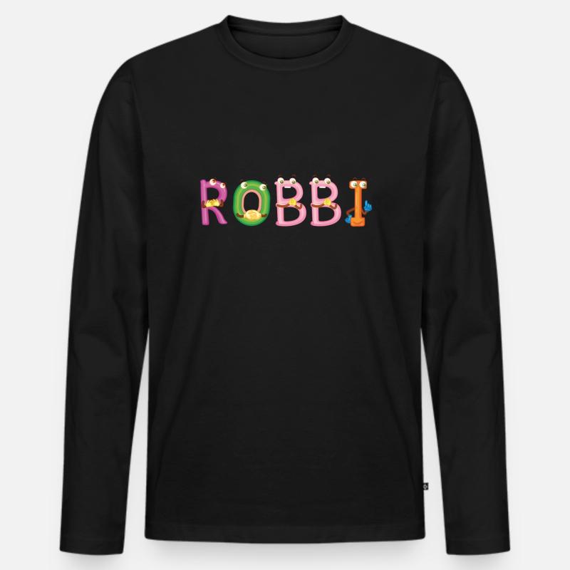 Robbi - Männer Premium Bio Langarmshirt - Schwarz