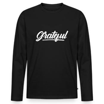 Christliche Sprüche - Männer Premium Bio Langarmshirt - Schwarz - Vorne - Nico (187cm)
