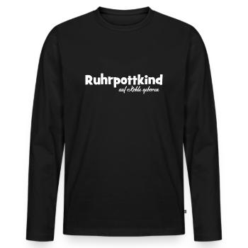Ruhrpottkind - auf Kohle geboren - Ruhrpott - Pott - Männer Premium Bio Langarmshirt - Schwarz - Vorne - Nico (187cm)