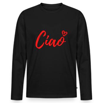 Ciao - Männer Premium Bio Langarmshirt - Schwarz - Vorne - Nico (187cm)