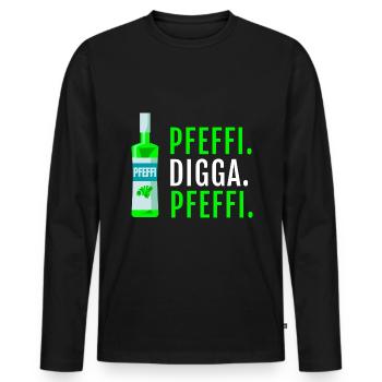 Pfefferminz Likör Pfeffi Vatertag Sauf - Männer Premium Bio Langarmshirt - Schwarz - Vorne - Nico (187cm)