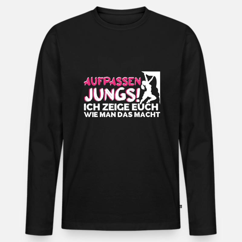 Bouldern Mädchen Boulderin - Männer Premium Bio Langarmshirt - Schwarz