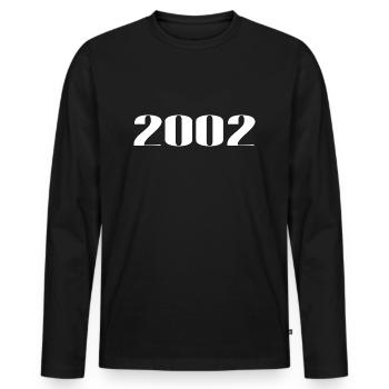 2002 - Cadeau né en 2002 - T-shirt manches longues Premium bio Homme - noir - Devant - Nico (187cm)