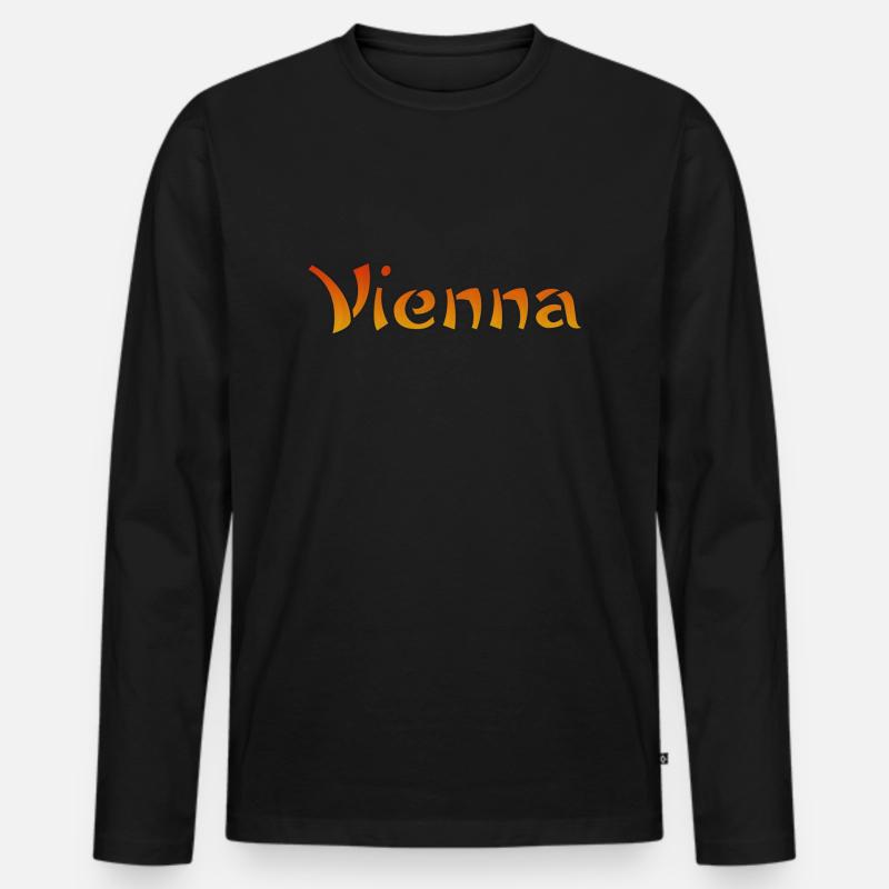 Vienna Text - Männer Premium Bio Langarmshirt - Schwarz