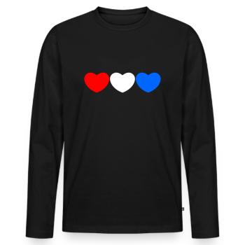 France heart - Men's Premium Organic Long Sleeve Shirt - black - Front - Nico (187cm)