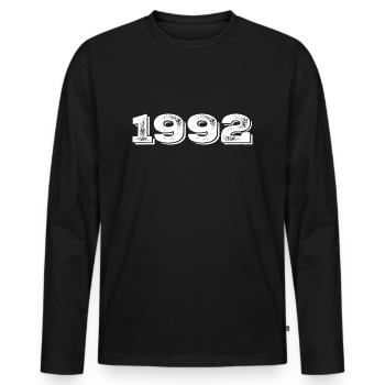 Geburtstagsgeschenk 1992 - 1992 - Männer Premium Bio Langarmshirt - Schwarz - Vorne - Nico (187cm)