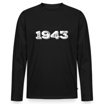 Cadeau d’anniversaire 1943 - 1943 - T-shirt manches longues Premium bio Homme - noir - Devant - Nico (187cm)
