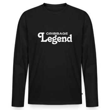 Cribbage Legend – humorous gift - Men's Premium Organic Long Sleeve Shirt - black - Front - Nico (187cm)