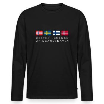 UNITED COLORS OF SCANDINAVIA white-lettered - Männer Premium Bio Langarmshirt - Schwarz - Vorne - Nico (187cm)