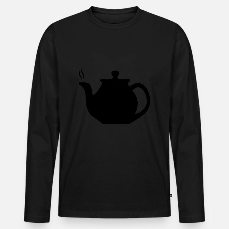 Teekanne - Männer Premium Bio Langarmshirt - Schwarz