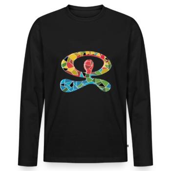 Indalo Bunt Gekachelt - Männer Premium Bio Langarmshirt - Schwarz - Vorne - Nico (187cm)