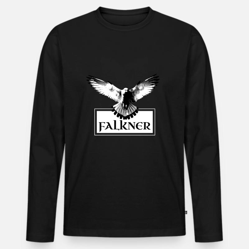 Falkner, Vogel mit Schwingen - Männer Premium Bio Langarmshirt - Schwarz