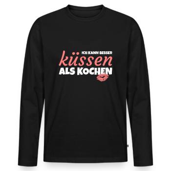 Je peux embrasser mieux que cuisinier! - T-shirt manches longues Premium bio Homme - noir - Devant - Nico (187cm)