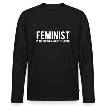 Feminist F-Word - Männer Premium Bio Langarmshirt - Schwarz - Vorne - Nico (187cm)