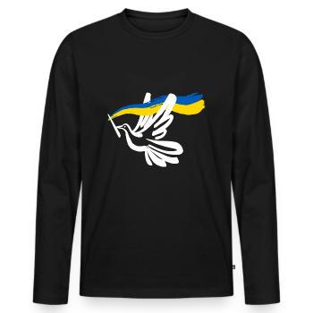 Solidarity and peace for Ukraine - Men's Premium Organic Long Sleeve Shirt - black - Front - Nico (187cm)