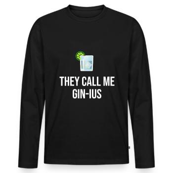 They call me Gin-ius - Männer Premium Bio Langarmshirt - Schwarz - Vorne - Nico (187cm)