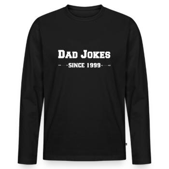Dad Jokes since 1999 - Männer Premium Bio Langarmshirt - Schwarz - Vorne - Nico (187cm)