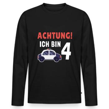 Kindergeburtstag Polizist 4 Jahre Kinder Polizei - Männer Premium Bio Langarmshirt - Schwarz - Vorne - Nico (187cm)