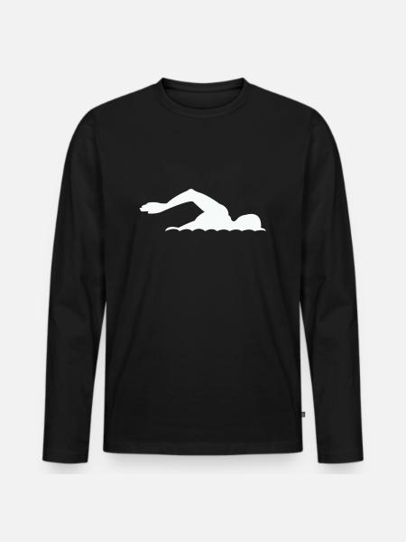 swimming - Männer Premium Bio Langarmshirt - Schwarz