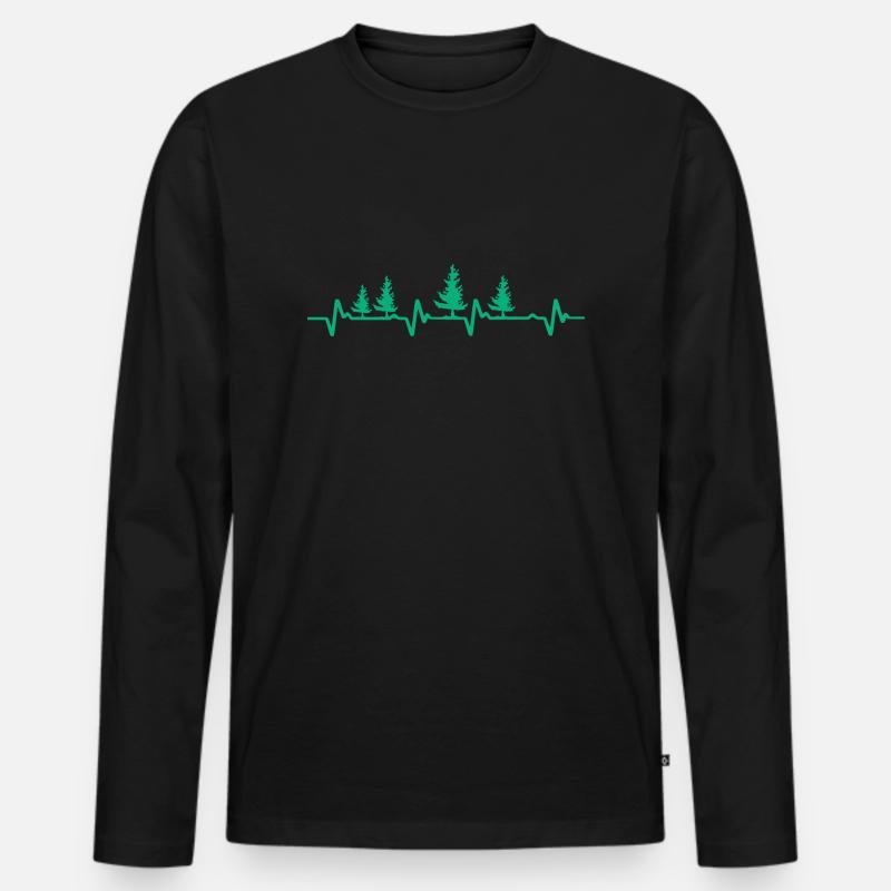 Wald Baum Herzschlag Förster - Männer Premium Bio Langarmshirt - Schwarz