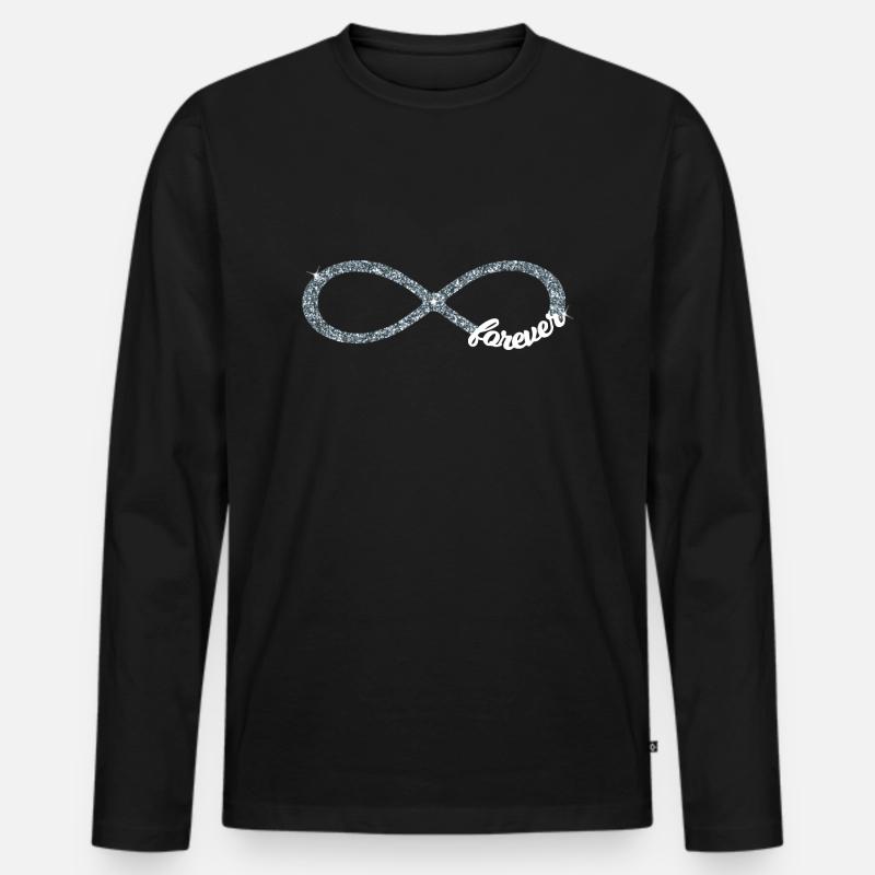 Infinity forever Love Unendlichkeit silber Glitzer - Männer Premium Bio Langarmshirt - Schwarz