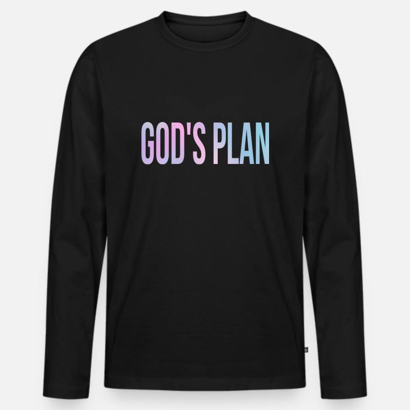 God's Plan - Männer Premium Bio Langarmshirt - Schwarz
