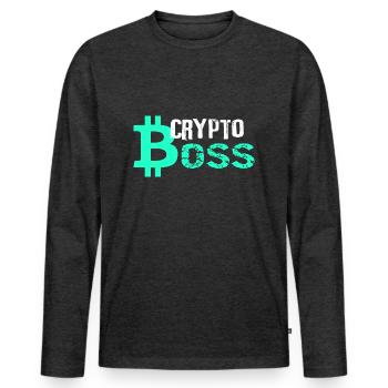 CRYPTO - Männer Premium Bio Langarmshirt - Anthrazit meliert - Vorne - Nico (187cm)