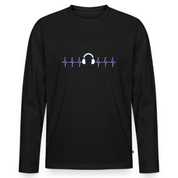 Herzschlag Kopfhoerer Musik Techno Music Festival - Männer Premium Bio Langarmshirt - Schwarz - Vorne - Nico (187cm)