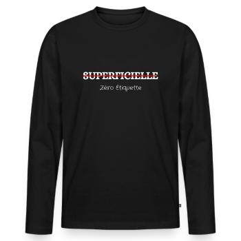 Zéro étiquette - T-shirt manches longues Premium bio Homme - noir - Devant - Nico (187cm)