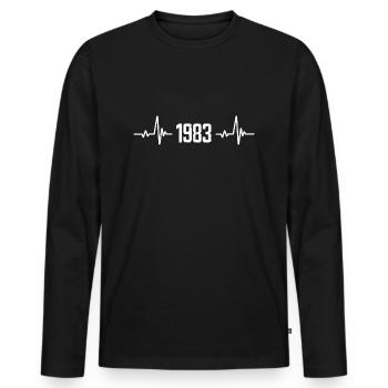 1983 - Jahrgang 1983 - vintage 1983 - Männer Premium Bio Langarmshirt - Schwarz - Vorne - Nico (187cm)