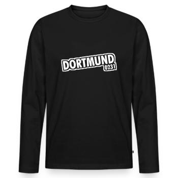 Dortmund - 0231 - Area Code - Men's Premium Organic Long Sleeve Shirt - black - Front - Nico (187cm)