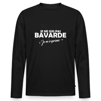 Je ne suis pas bavarde je m'exprime cadeau humour - T-shirt manches longues Premium bio Homme - noir - Devant - Nico (187cm)