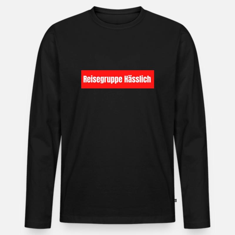 Reisegruppe Hässlich - Männer Premium Bio Langarmshirt - Schwarz