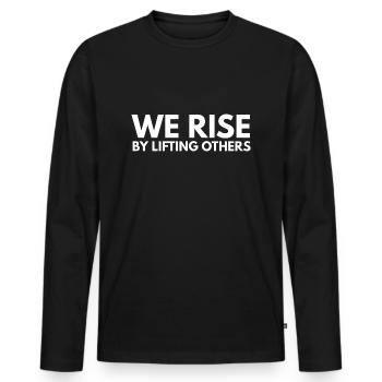Nous nous élevons en élevant les autres - T-shirt manches longues Premium bio Homme - noir - Devant - Nico (187cm)