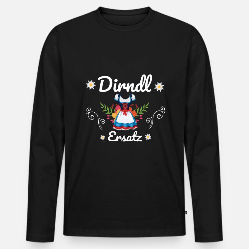 Dirndl Ersatz - Männer Premium Bio Langarmshirt - Schwarz