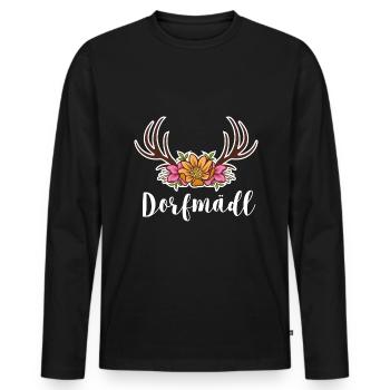 Dorfmädel Dorfmädchen Dorf Dorfmädl Damen - Männer Premium Bio Langarmshirt - Schwarz - Vorne - Nico (187cm)