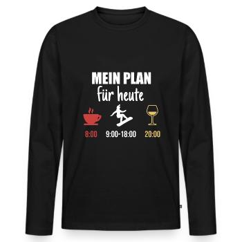 Mein Plan Apres Ski | Snowboard Wein Spruch - Männer Premium Bio Langarmshirt - Schwarz - Vorne - Nico (187cm)