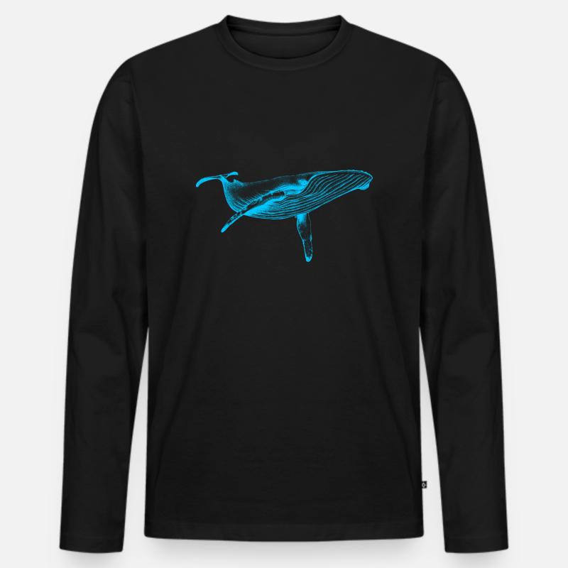 Blauwal (Neon) - Männer Premium Bio Langarmshirt - Schwarz