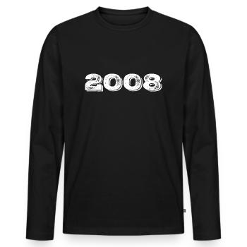 Geburtstagsgeschenk 2008 - 2008 - Männer Premium Bio Langarmshirt - Schwarz - Vorne - Nico (187cm)