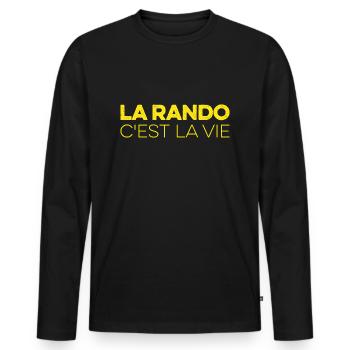 Hiking is life. Humour, passion, hiking - Men's Premium Organic Long Sleeve Shirt - black - Front - Nico (187cm)