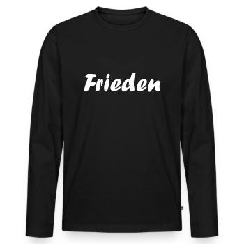 Frieden - Männer Premium Bio Langarmshirt - Schwarz - Vorne - Nico (187cm)