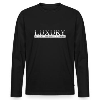 LUXURY GLAMOUR - Männer Premium Bio Langarmshirt - Schwarz - Vorne - Nico (187cm)