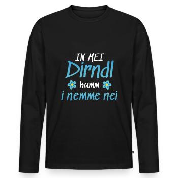 In Mei Dirndl Kumm I Nimma Nei | - Männer Premium Bio Langarmshirt - Schwarz - Vorne - Nico (187cm)