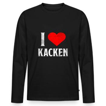 I Love Kacken - Ich Liebe Scheißen Shirt Lustig - Männer Premium Bio Langarmshirt - Schwarz - Vorne - Nico (187cm)