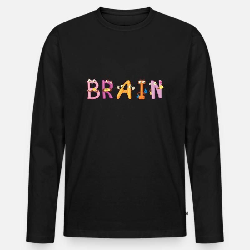 Brain - Männer Premium Bio Langarmshirt - Schwarz