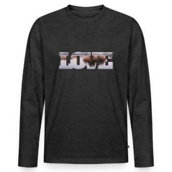 Natur in Liebe Wunderbare Aussicht - Männer Premium Bio Langarmshirt - Anthrazit meliert - Vorne - Nico (187cm)