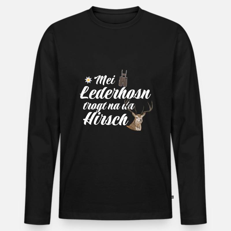 Basst Scho | Trachten Hirsch - Männer Premium Bio Langarmshirt - Schwarz