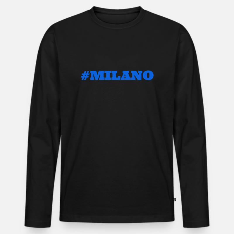 #Milano Mailand Milan - Männer Premium Bio Langarmshirt - Schwarz
