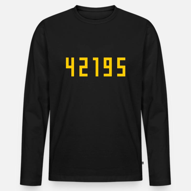 Marathon 42195 Meter - Männer Premium Bio Langarmshirt - Schwarz
