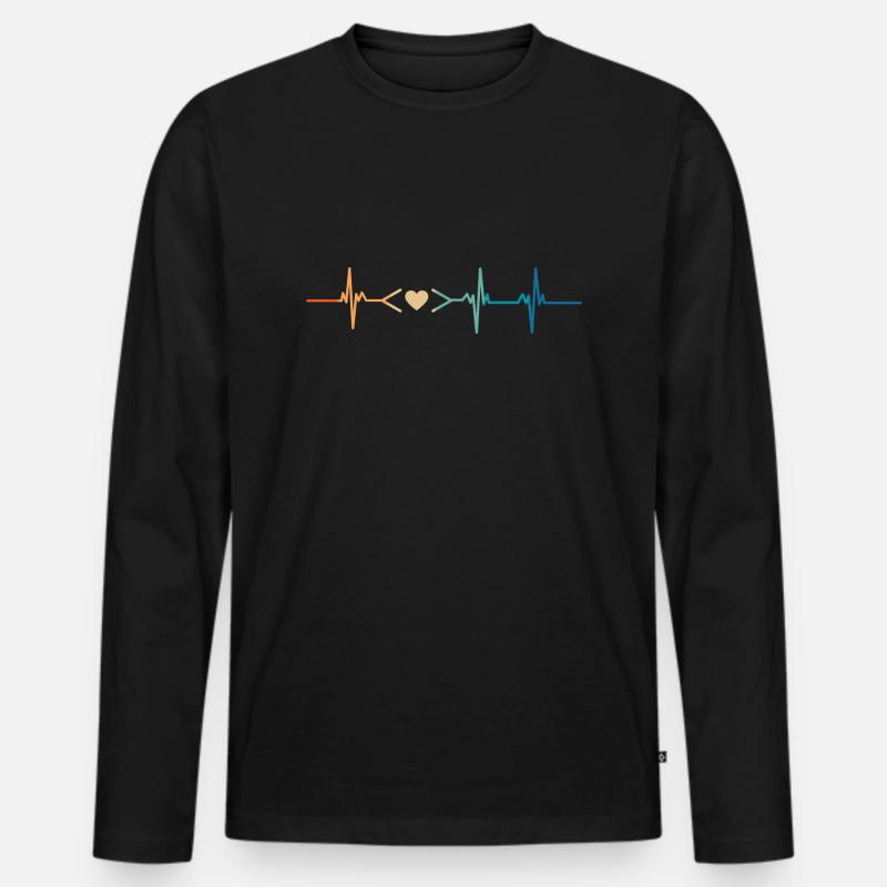 Heartbeat Coding Liebe - Männer Premium Bio Langarmshirt - Schwarz